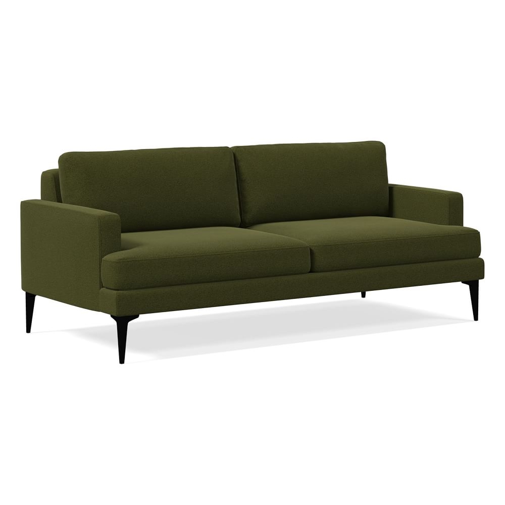 Andes 77" Multi-Seat Sofa, Petite Depth, Distressed Velvet, Tarragon, Dark Pewter - Image 0