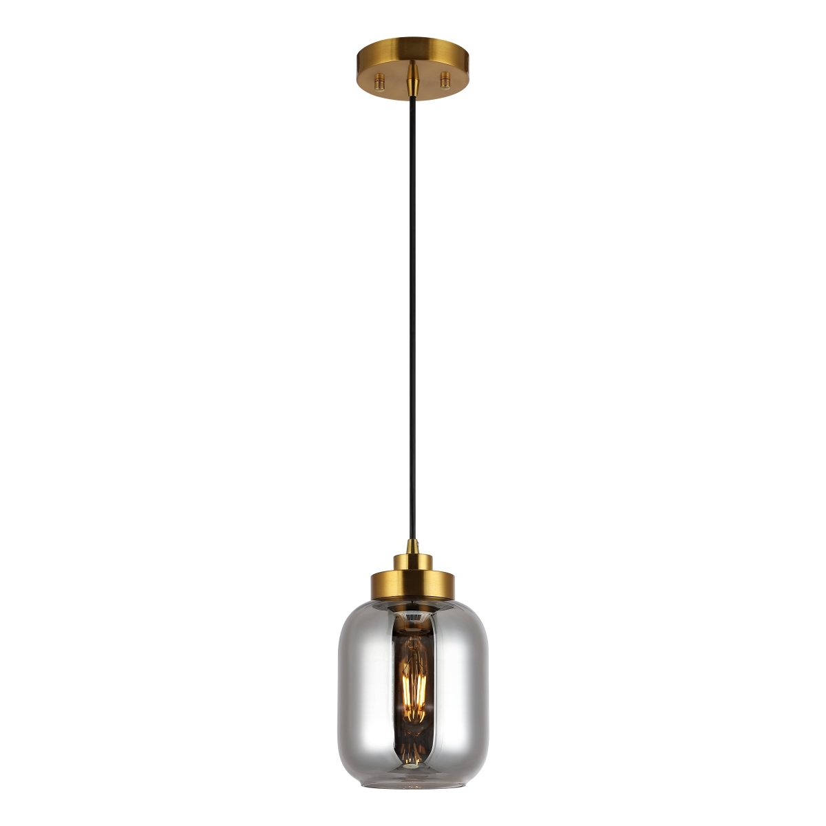Ethyx 6 Inch Pendant - Smoke Grey/Brass - Safavieh - Image 5