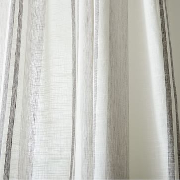 Textured Luxe Stripe Linen Curtain, 48"x84", Frost Gray - Image 1