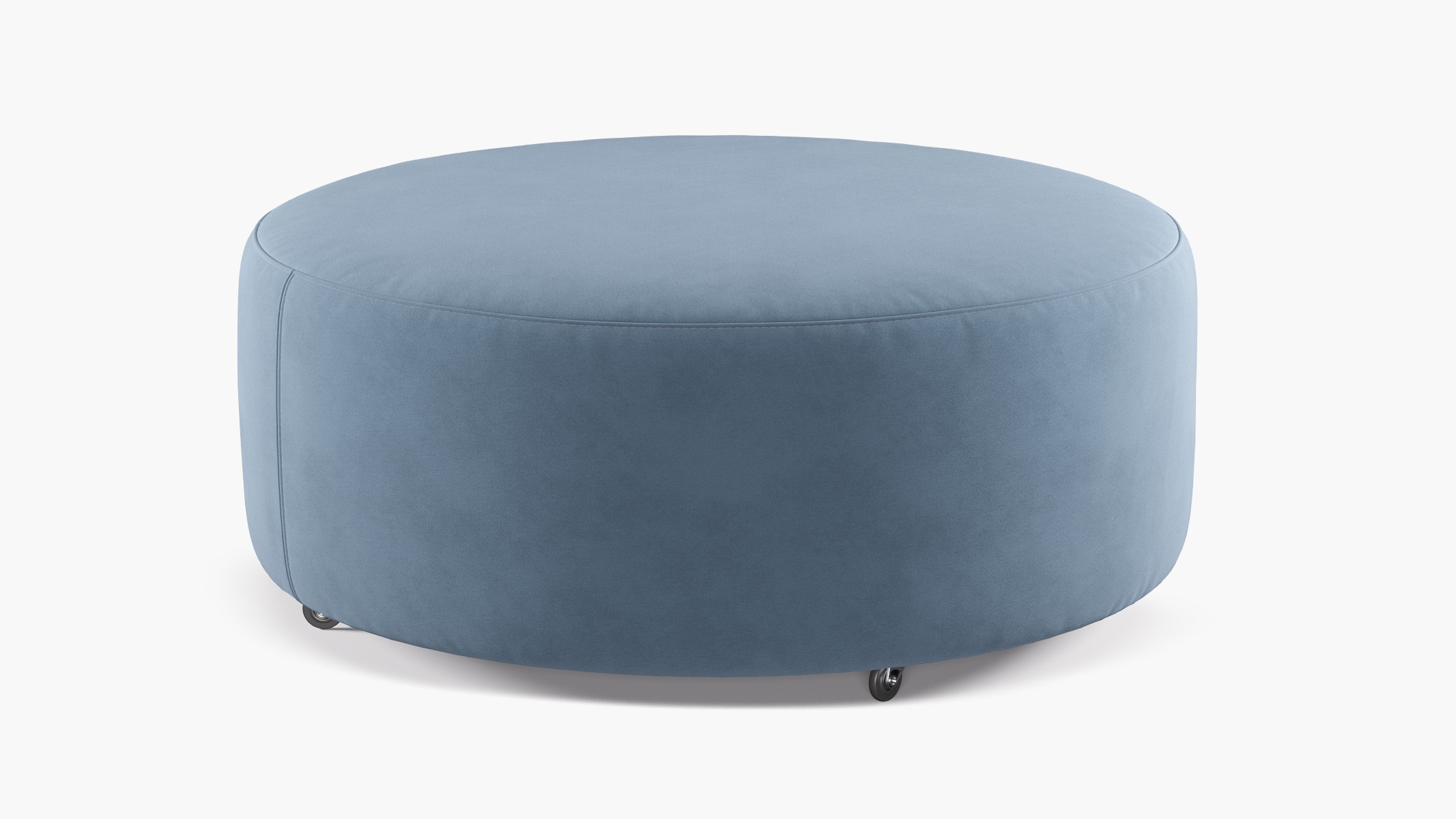 Round Cocktail Ottoman, Ocean Classic Velvet - Image 0