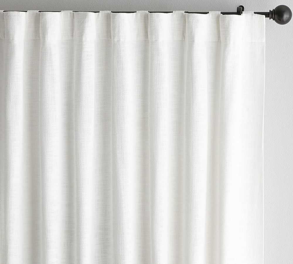 Seaton Textured Cotton Curtain, 100 x 96", White - Image 1