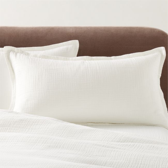 Alto Organic Cotton Gauze Warm White King Pillow Shams Set of 2 - Image 0