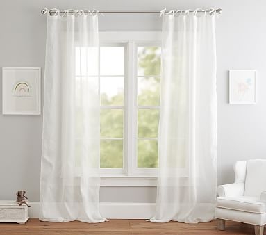 Linen Sheer Curtain Panel, 84 Inches, White, Set of 2 - Image 2