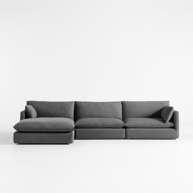 Unwind Modular 3-Piece Slipcovered Sectional Sofa with Chaise Lounge - Image 0