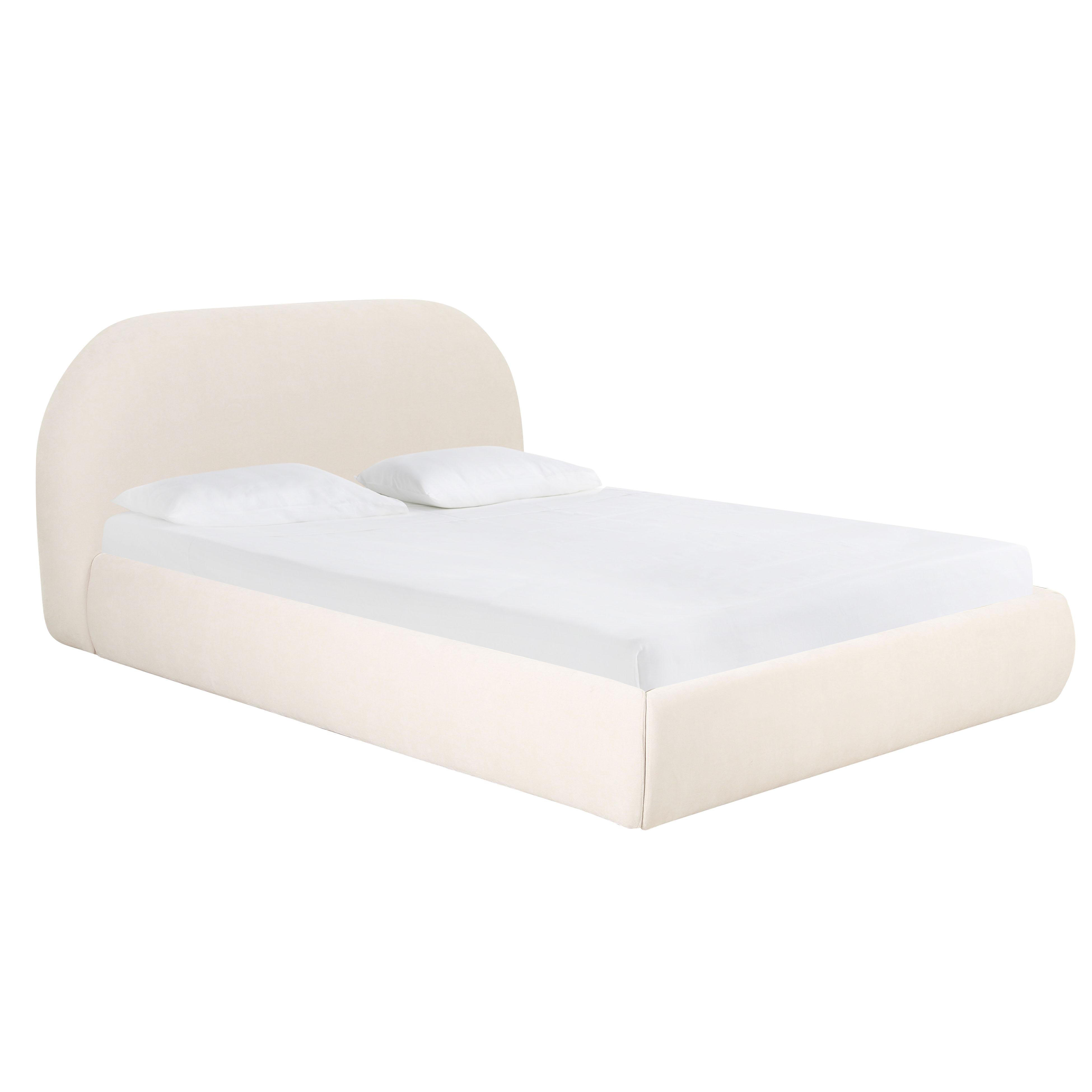 Bara Cream Textured Velvet King Bed - Image 1