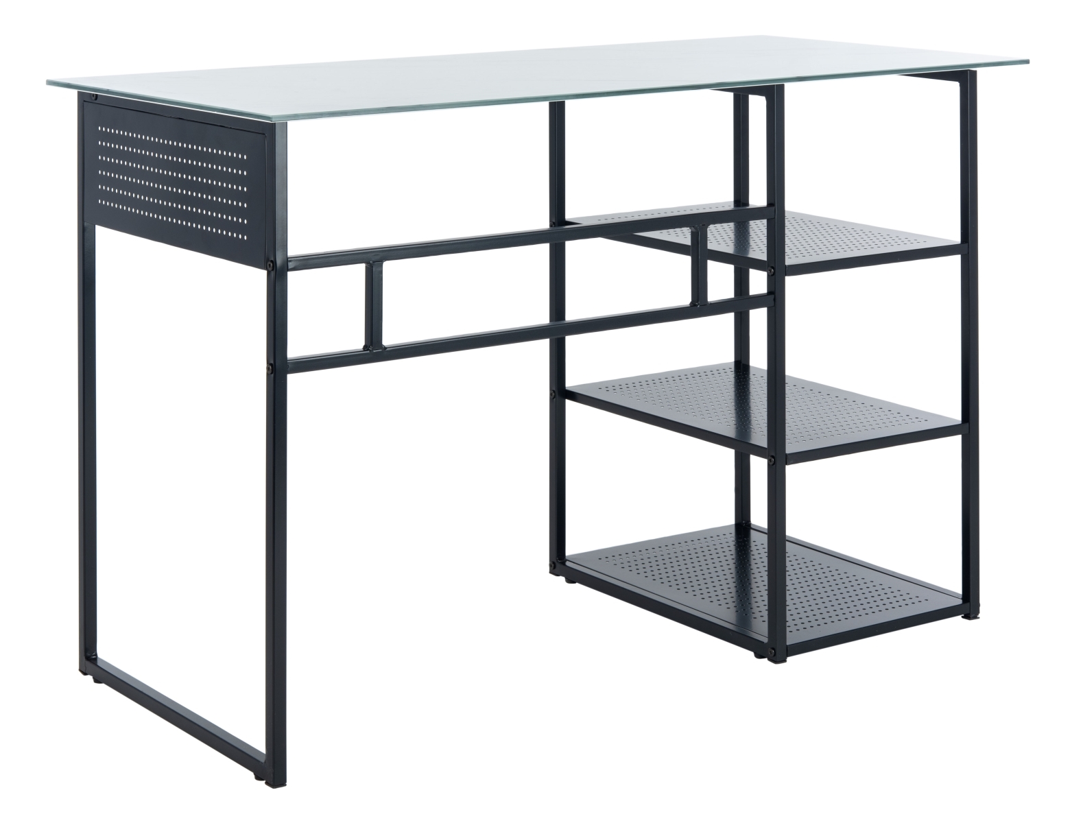 Xyla 3 Shelf Glass Top Desk - White / Black - Safavieh - Image 5