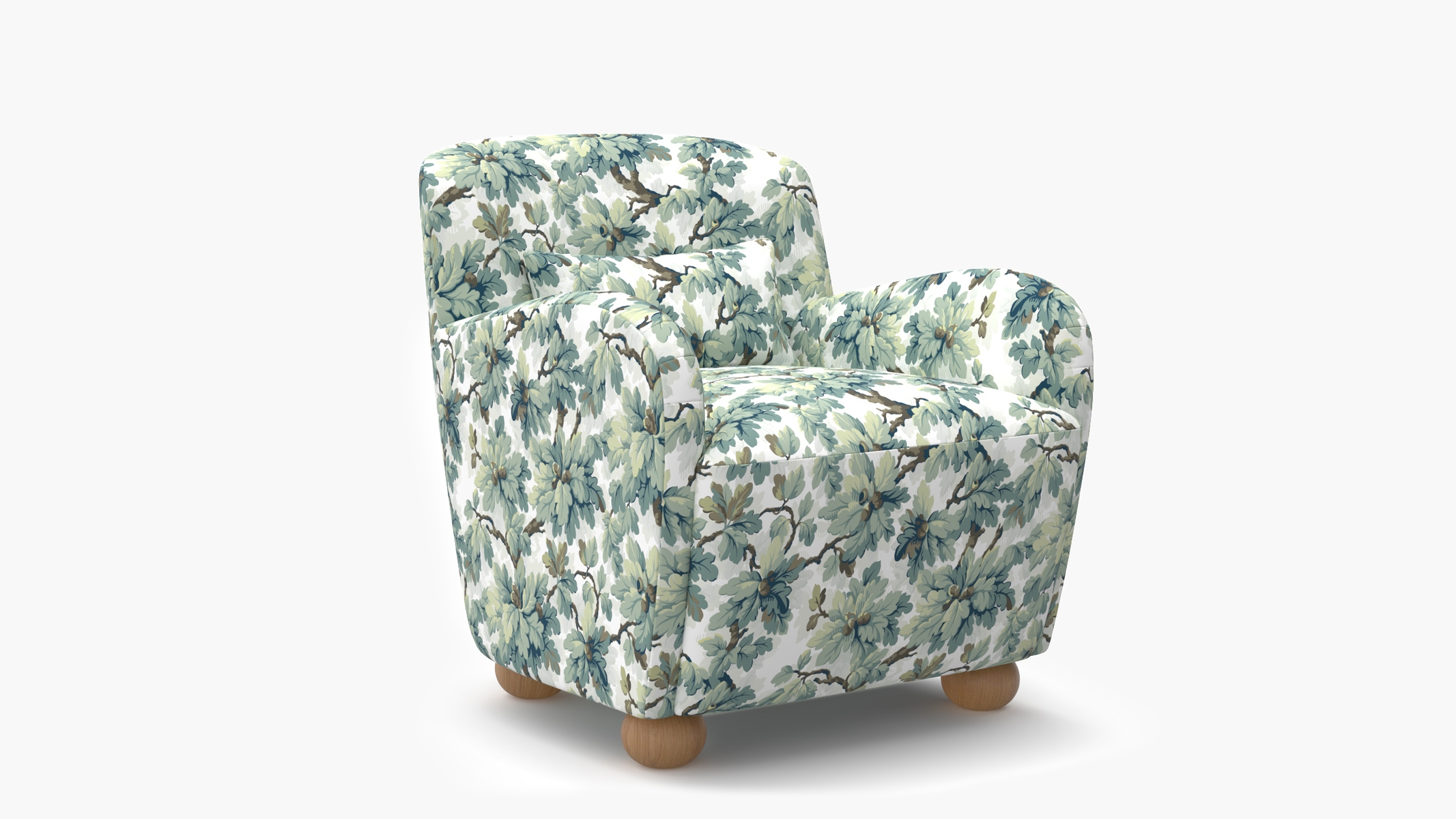 Club Chair, Sage Woodland, Natural Bun Foot - Image 1