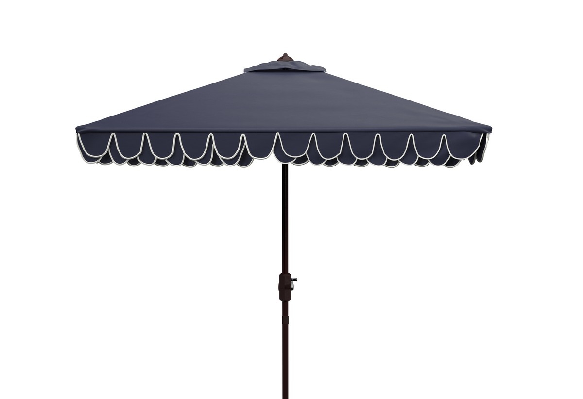Elegant 7.5' Square Umbrella - Navy/White - Safavieh - Image 0