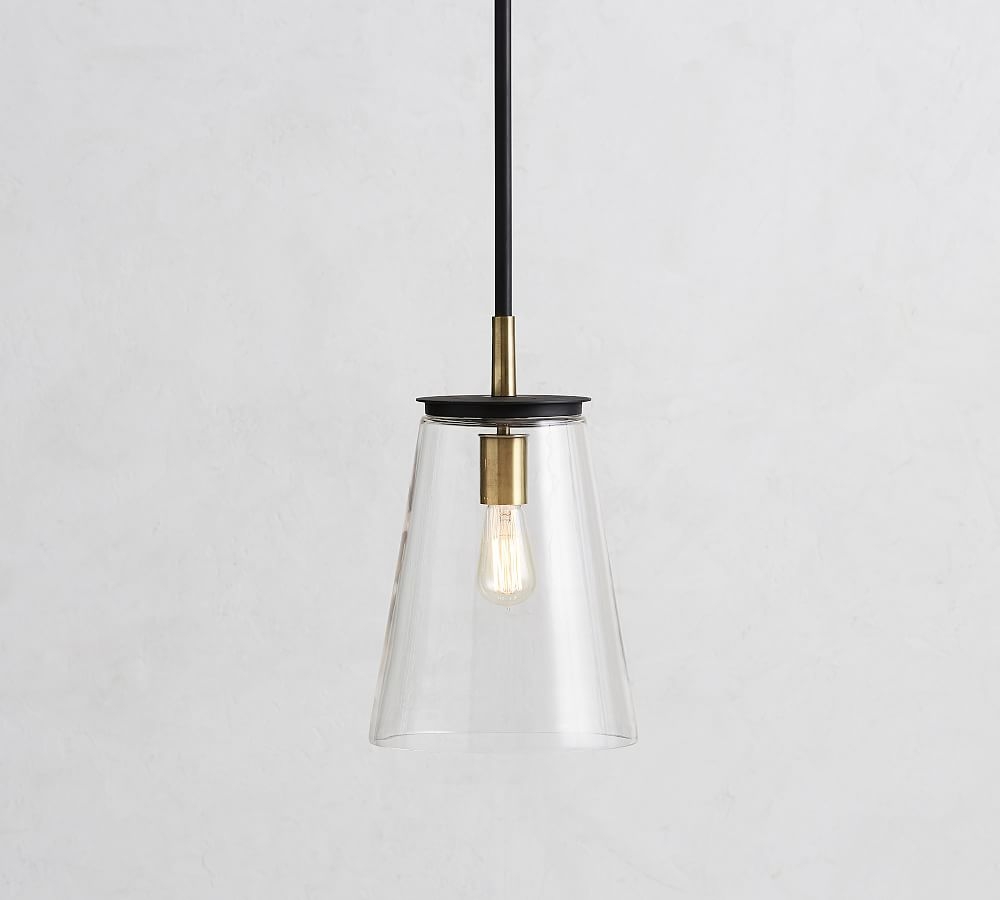 Reese Flared Glass Pendant, Bronze & Tumbled Brass - Image 0