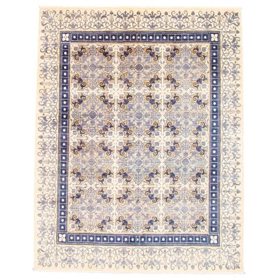 One-of-a-Kind Decole Hand-Knotted New Lahore Finest Age Ivory 7'11" x 10'1" Wool Area Rug - Image 0