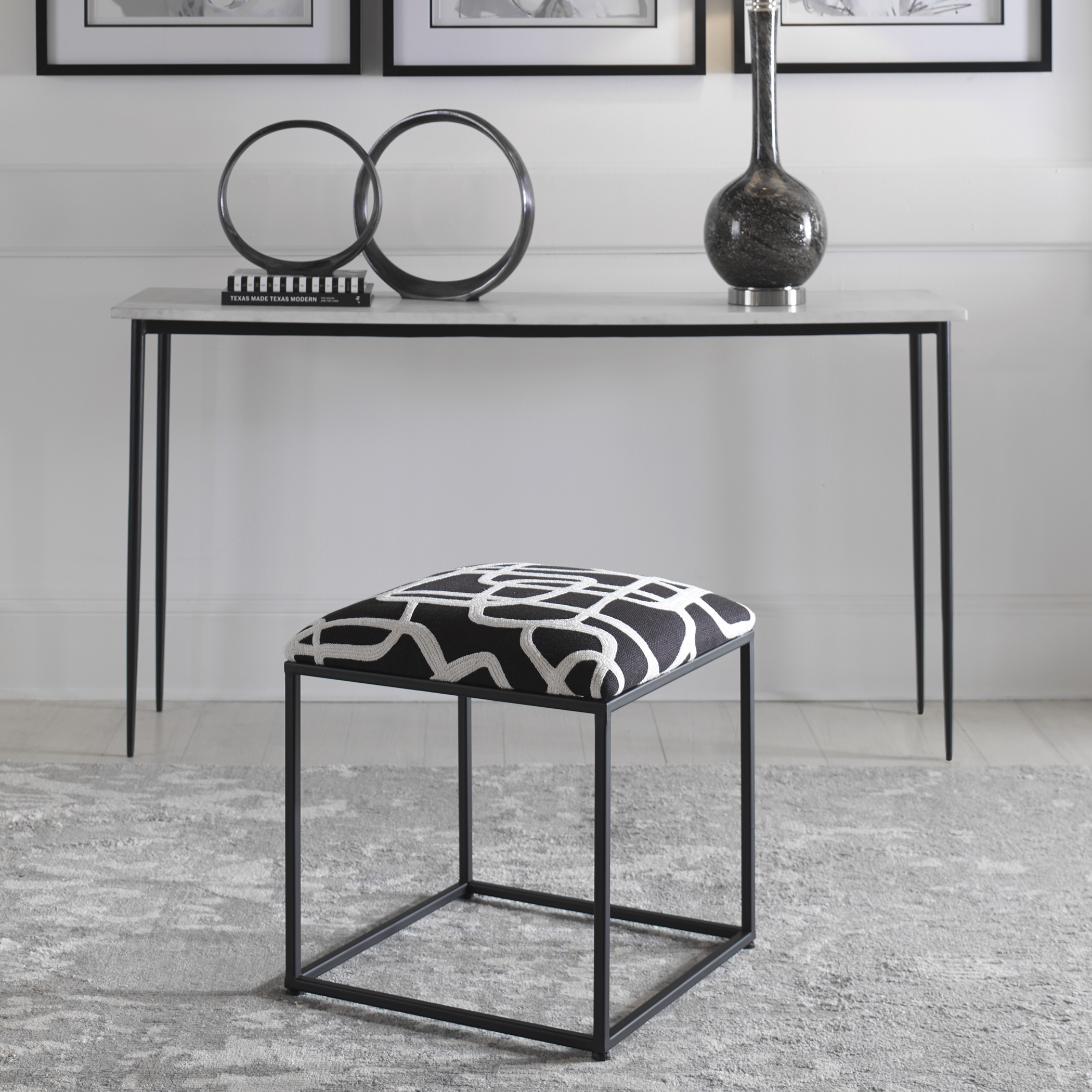 Twists And Turns Fabric Accent Stool - Image 1