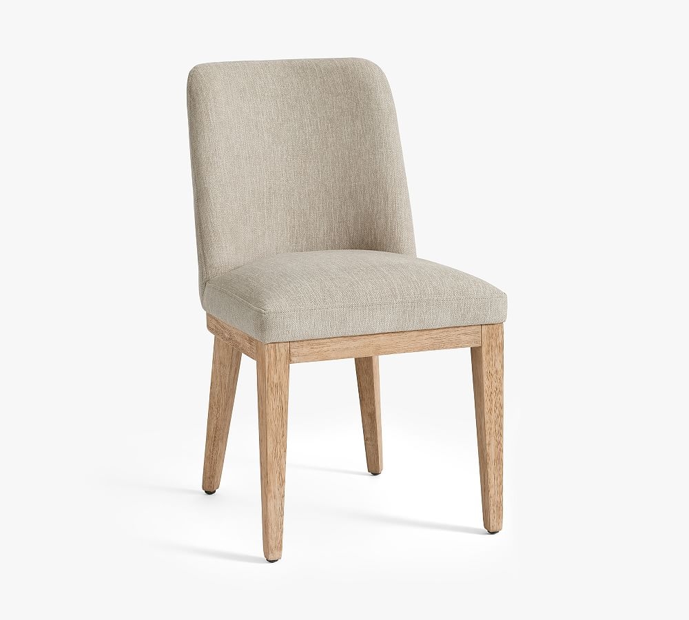 Layton Upholstered Dining Side Chair, Seadrift Legs Chenille Basketweave Pebble - Image 0