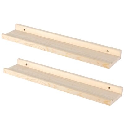 Busard 2 Piece Pine Solid Wood Floating Shelf with Live Edge - Image 0