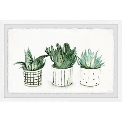 Green Patterned Pots by Parvez Taj - Picture Frame Print on Paper - Image 0