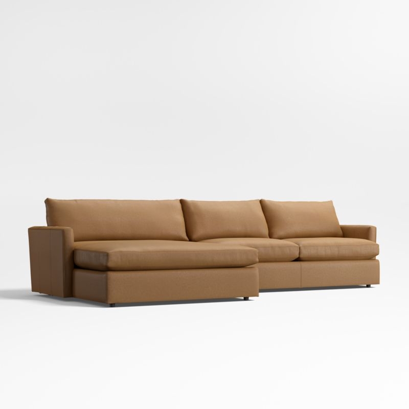 Lounge Classic 2-Piece Leather Sectional Sofa with Extra Wide Chaise Lounge - Image 1
