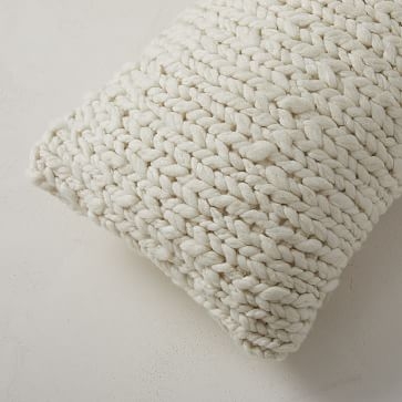 Wool Knit Pillow Cover, 12"x46", Alabaster - Image 2