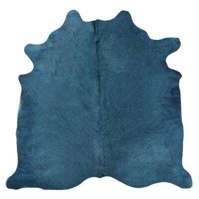 Skandar Handmade Leather Turquoise Area Rug - Image 0