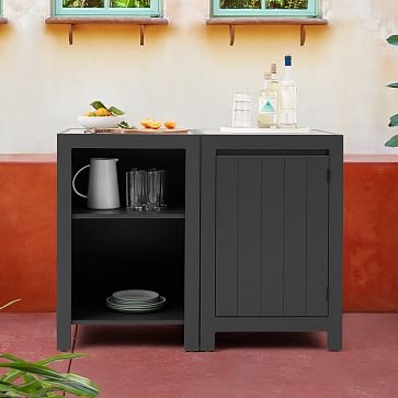 Portside Aluminum Outdoor Kitchen, One Door and Open Shelves Pack, Dark Bronze - Image 2
