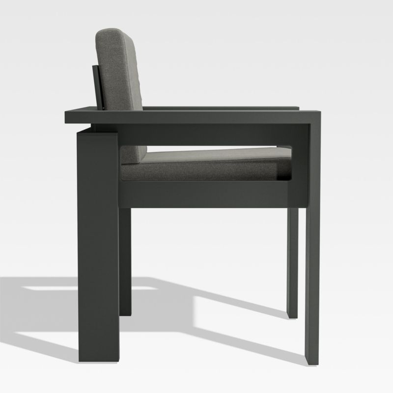 Walker Metal Outdoor Dining Armchair with Canvas Charcoal Sunbrella ® Cushions - Image 3