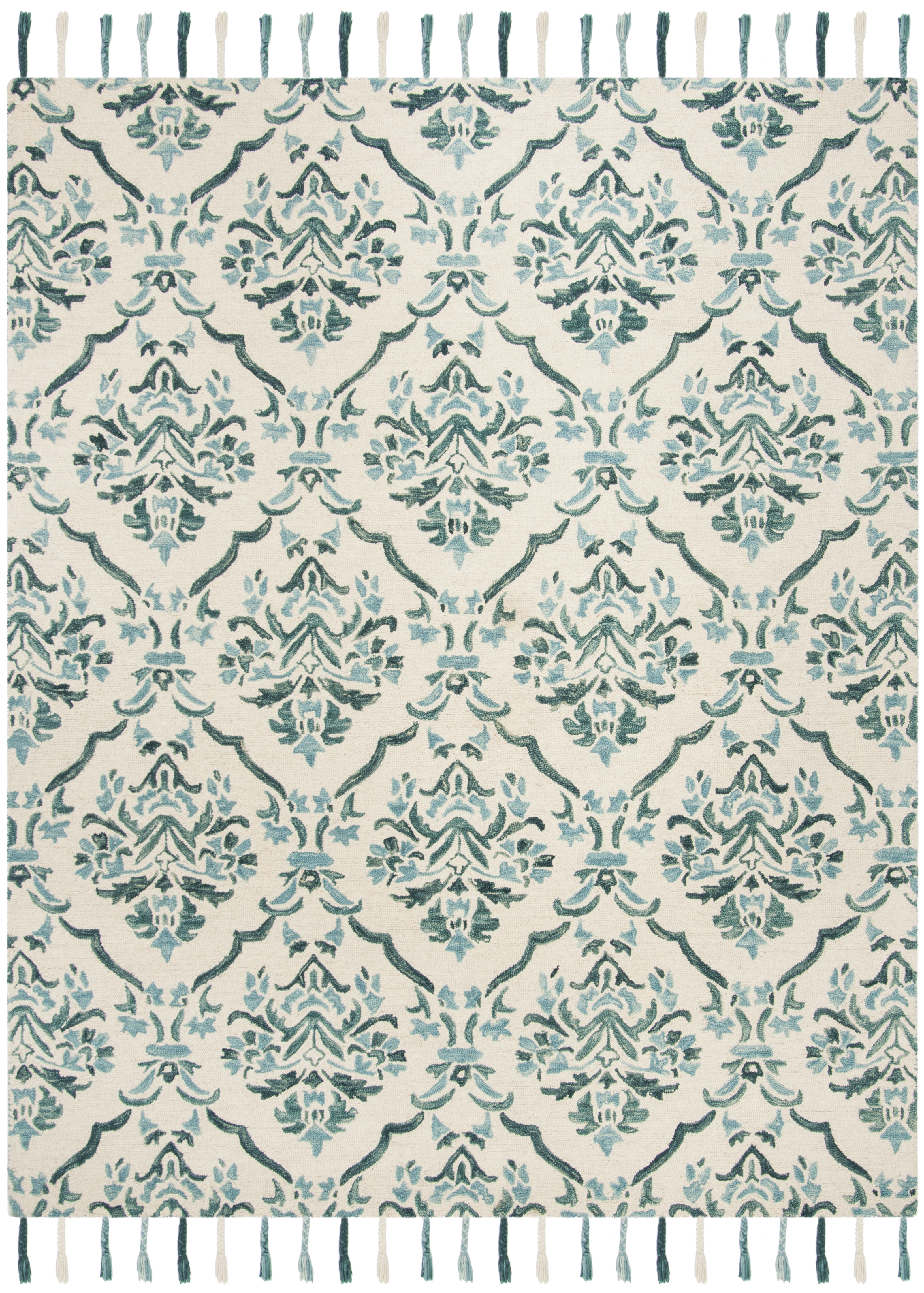 Arlo Home Hand Hooked Area Rug, SZN205A, Ivory/Turquoise,  8' X 10' - Image 0
