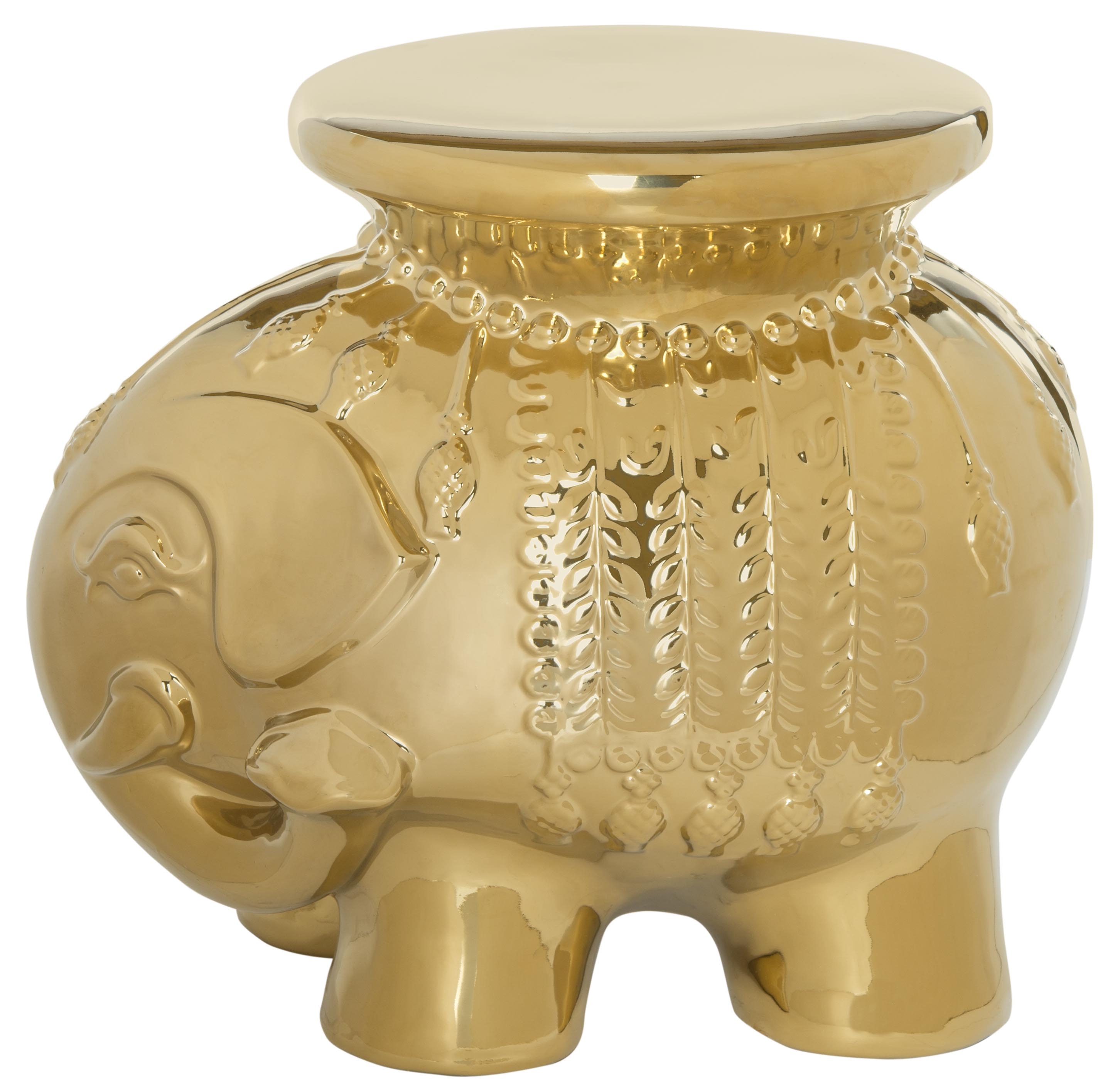 Elephant Garden Stool - Gold- Arlo Home - Image 1