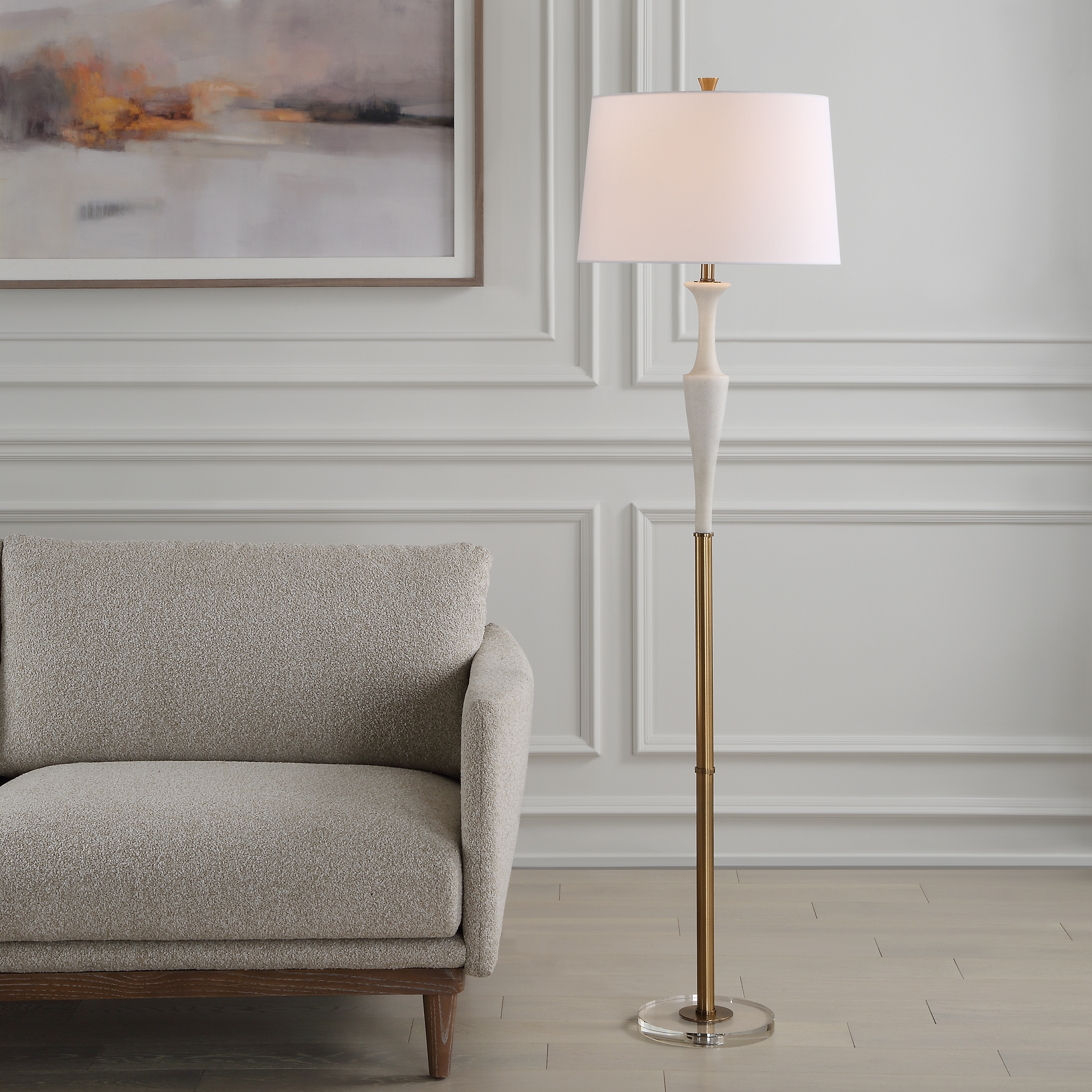Colette White Stone Floor Lamp - Image 1