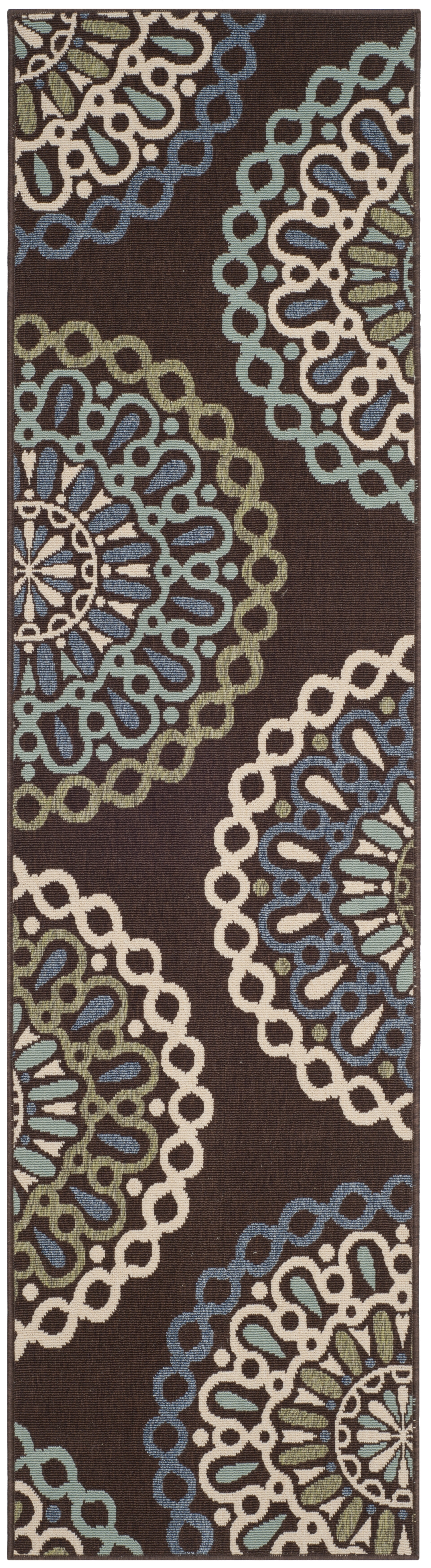Arlo Home Indoor/Outdoor Woven Area Rug, VER092-0625, Chocolate/Blue,  2' 3" X 8' - Image 0