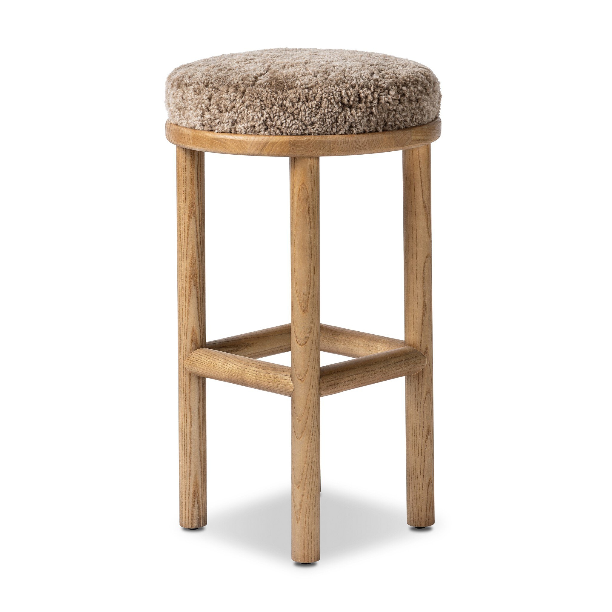 Saldino Bar + Counter Stool - Taupe Shearling - Image 2