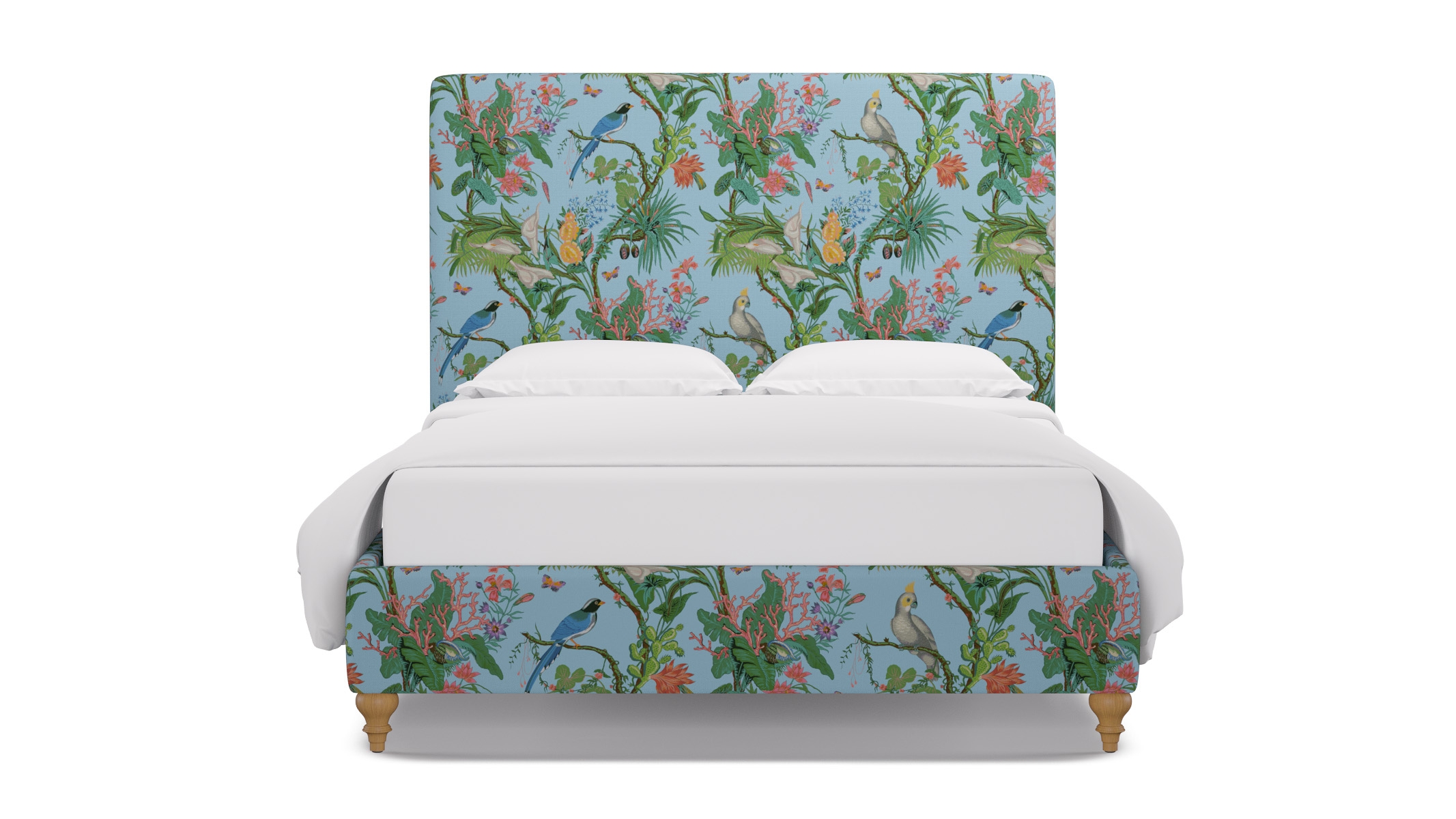 Classic Bed, Sky Cinque Terra, Natural Traditional Turned Leg, Queen - Image 0