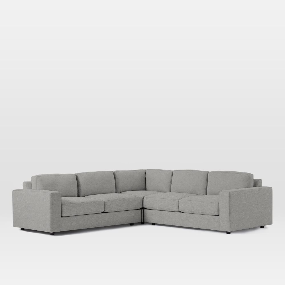 Urban 106" 3-Piece L-Shaped Sectional, Chenille Tweed, Silver, Poly-Fill - Image 0