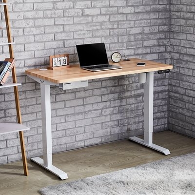 Electric Motorized Height Adjustable Reversible Desk with Built in Outlets - Image 0