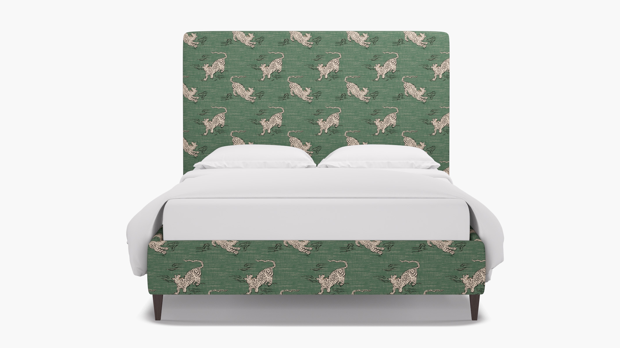 Classic Bed, Emerald Tigresse, Espresso Square Tapered Leg, Queen - Image 0