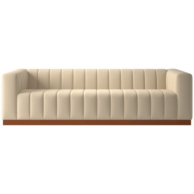 Forte 101" Curious Mink Sofa with Walnut Base - Image 0
