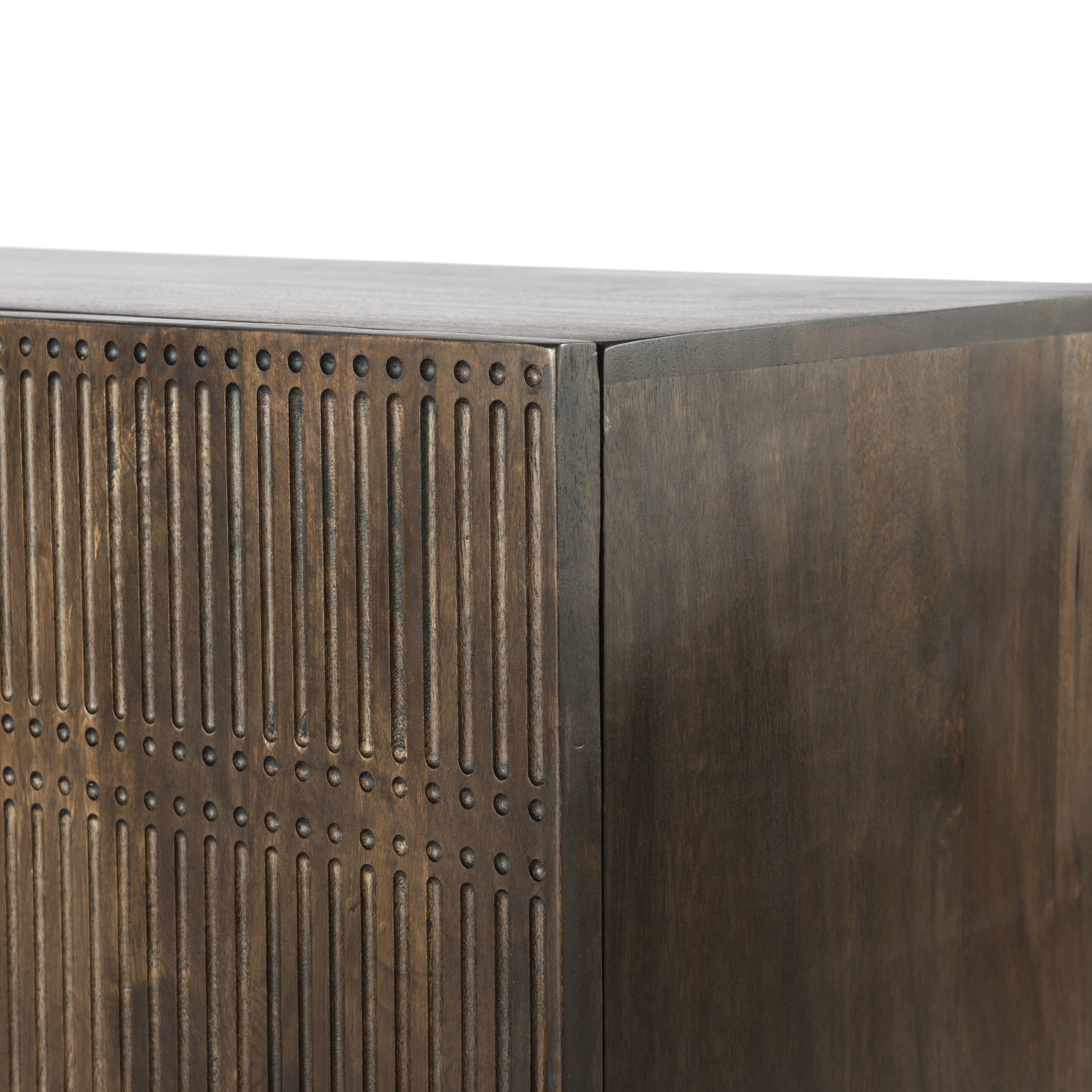 Kelby Media Console-Carved Vintage Brown - Image 1
