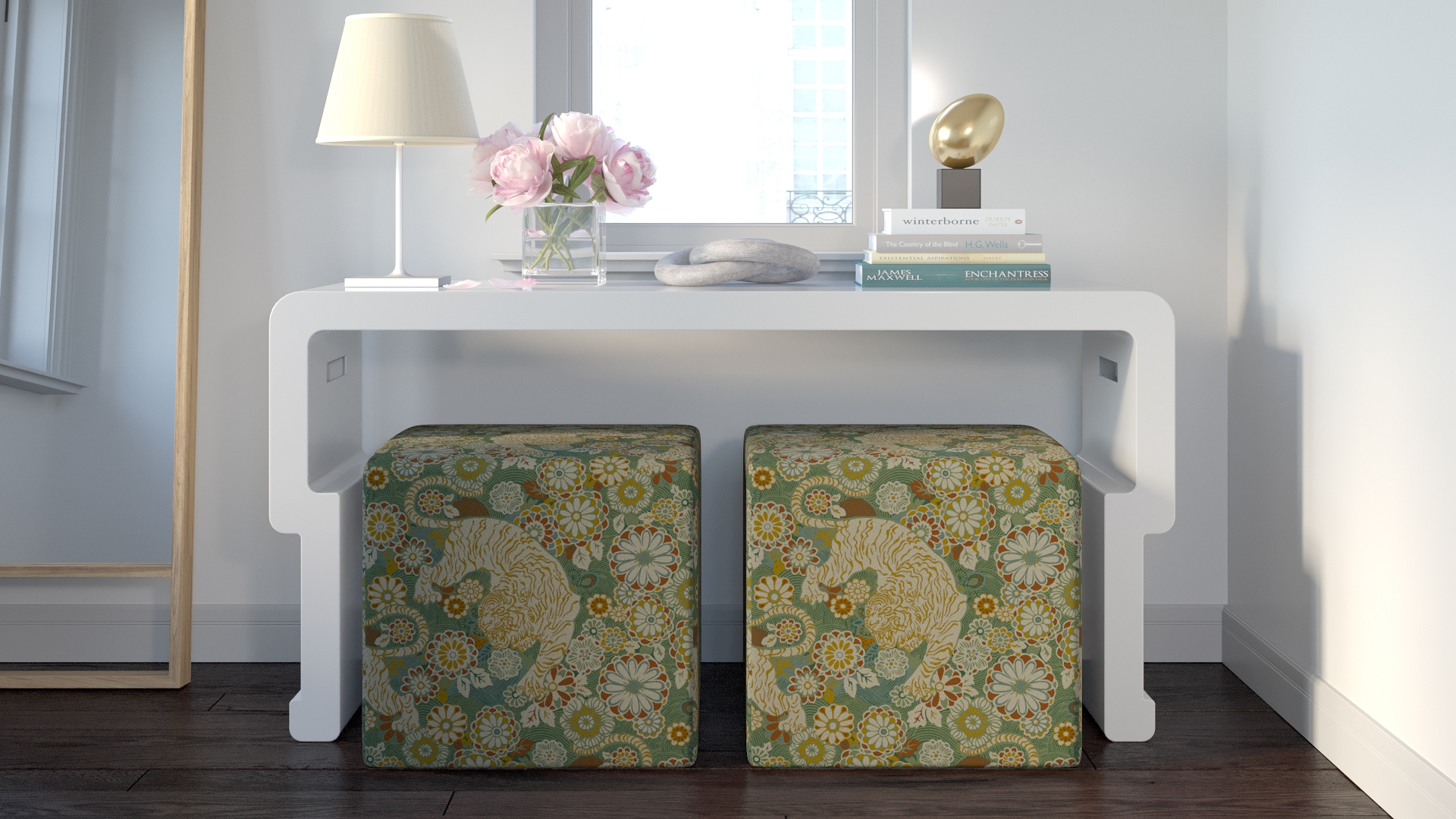 Cube Ottoman, Pistachio Siberian Tiger - Image 2