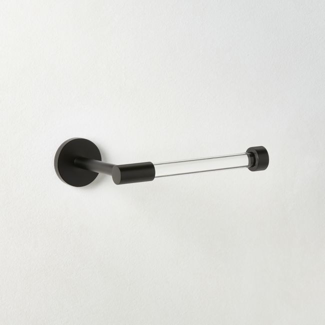 Flynn Crystal and Black Wall-Mounted Toilet Paper Holder - Image 0