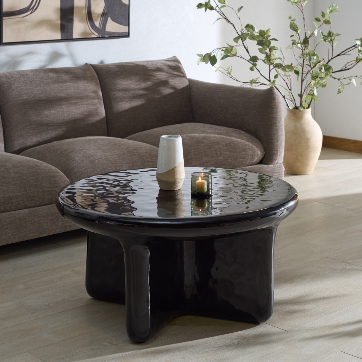 Tressarose Round Coffee Table - Black - Image 1