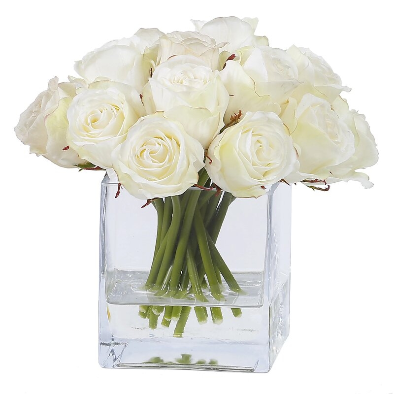 Winward Home Roses Floral Arrangement in Vase - Image 0