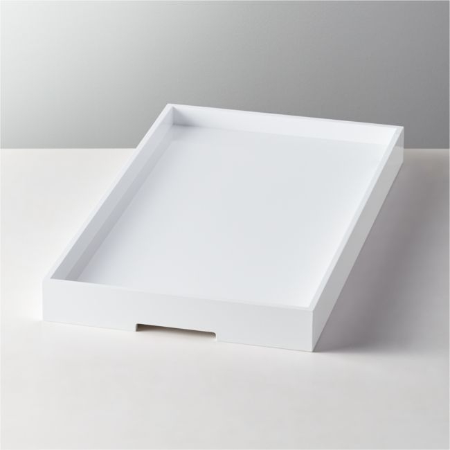 Marq High Gloss White Rectangle Tray - Image 0