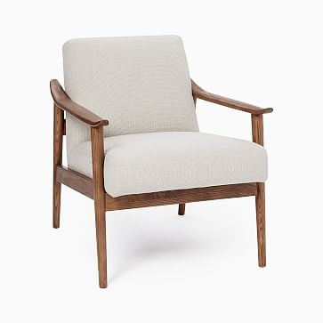 OPEN BOX: Mid-Century Show Wood Chair Poly Dove Basket Slub Pecan - Image 0