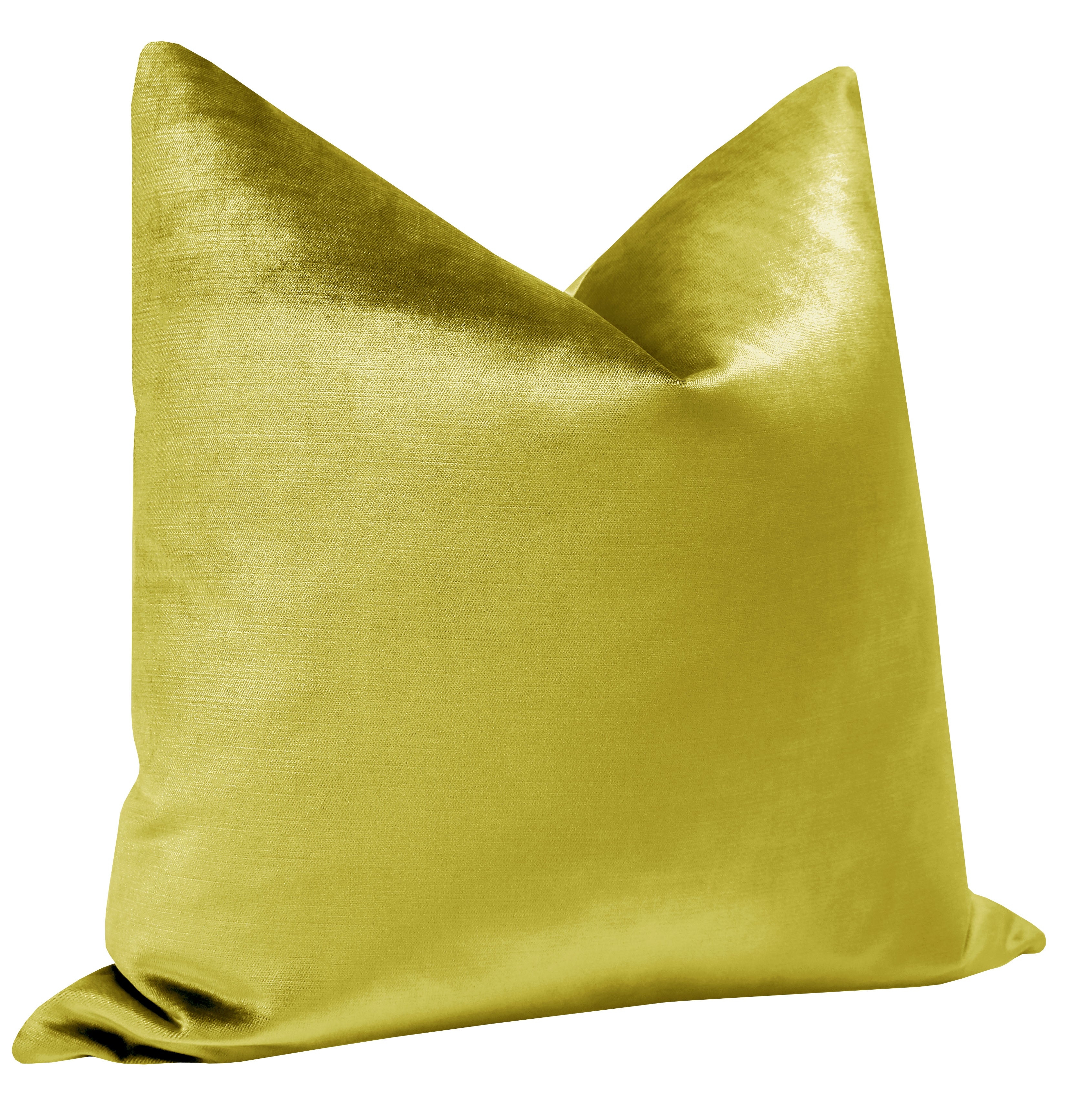 FINAL SALE : 18" X 18" FAUX SILK VELVET // CHARTREUSE PILLOW COVER - 18" X 18" - Image 1