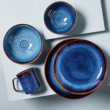 Ocean Waves Dinner Plates, Set of 4, Marina Blue - Image 2