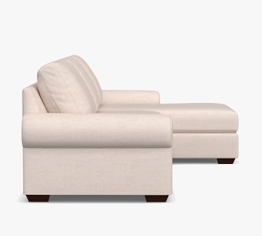 Big Sur Roll Arm Upholstered Left Arm Loveseat with Chaise Sectional, Down Blend Wrapped Cushions, Chenille Basketweave Pebble - Image 4