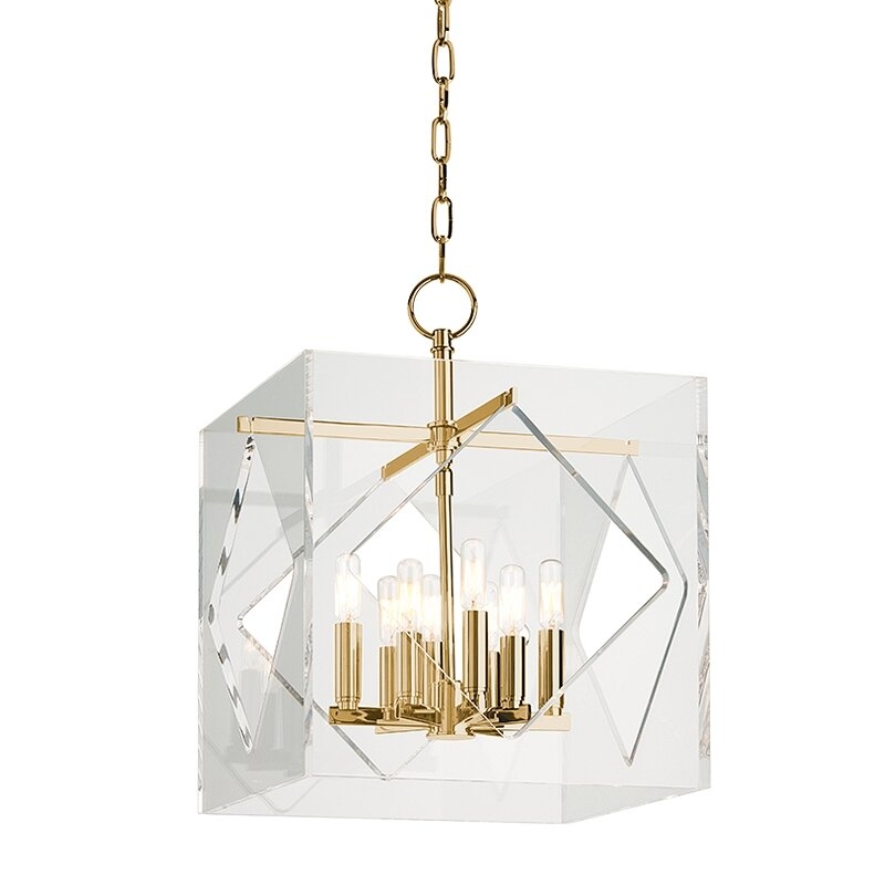  Travis 8 - Light Candle Style Rectangle / Square Chandelier Finish: Aged Brass, Size: 21.5" H x 16" W x 16" D - Image 0