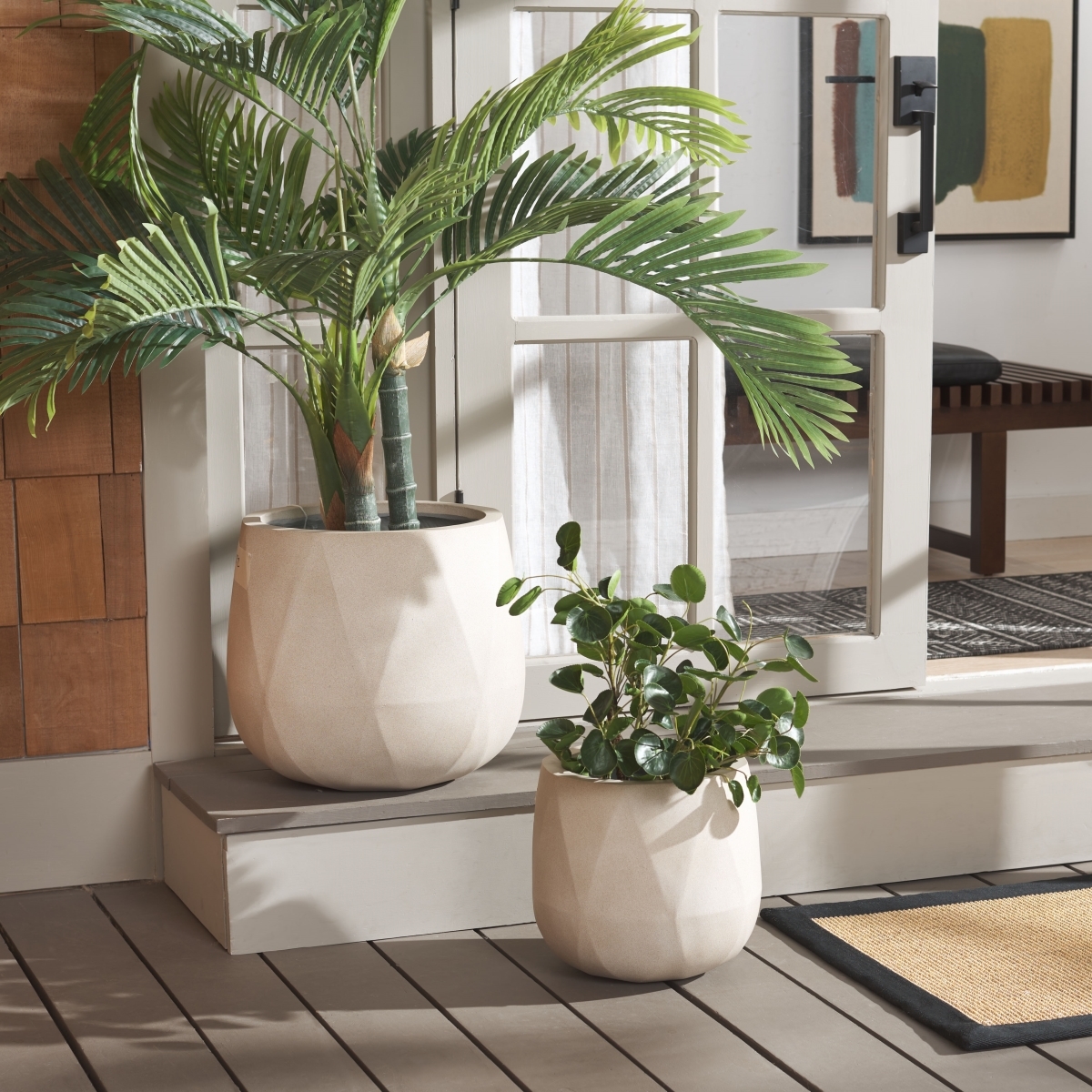 Indoor-Outdoor Kane Planter Pot - Beige - Safavieh - Image 1