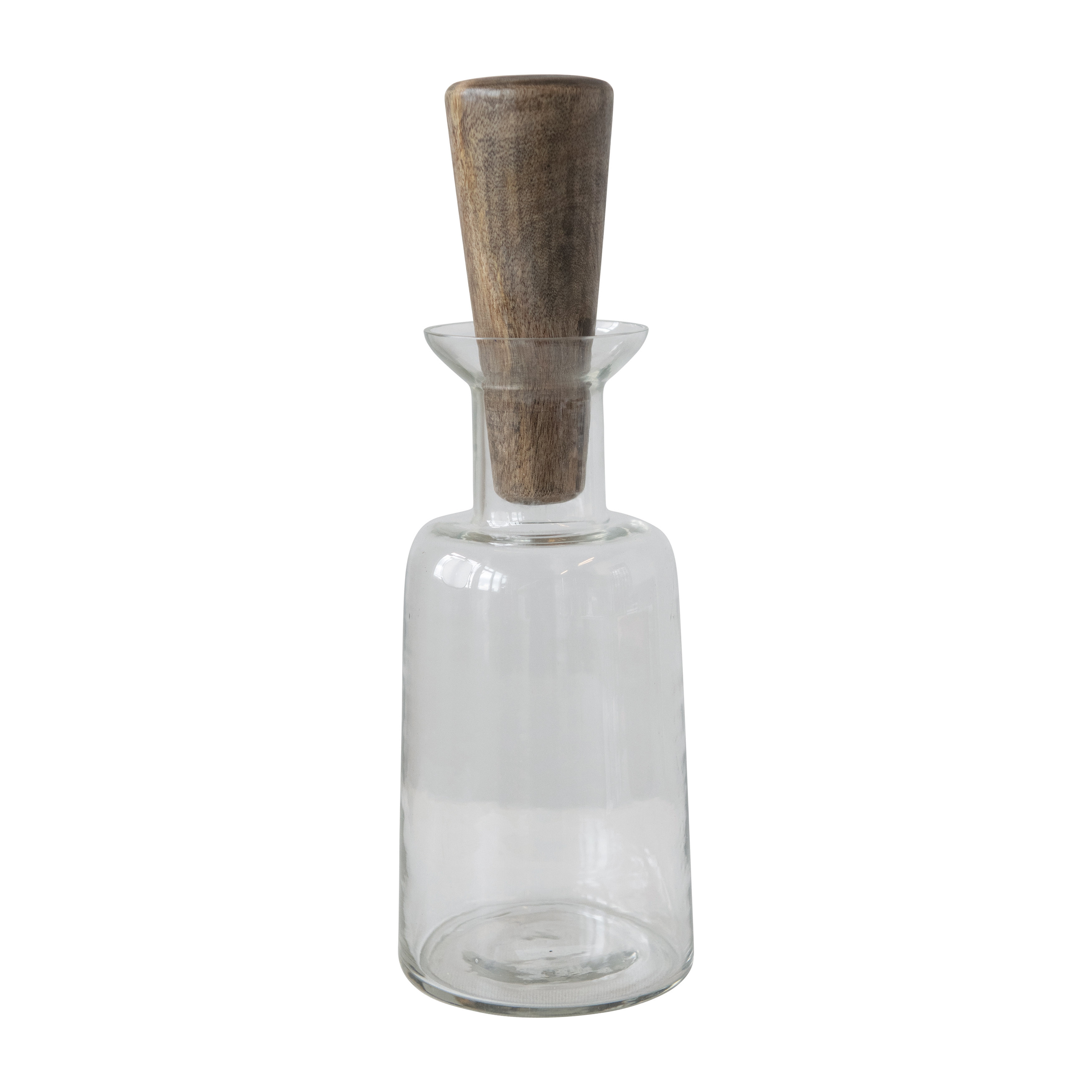 Wine Decanter Glass Decanter with Mango Wood Stopper and Cylindrical Base - Image 0