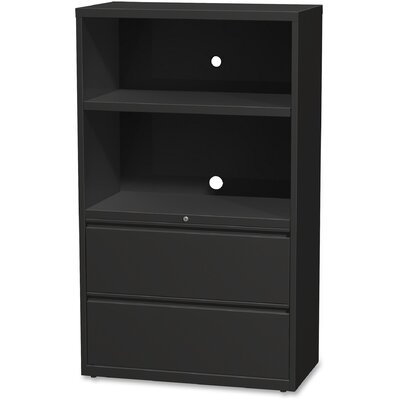 Lorell 36" Lateral Hanging File Drawers Combo Unit-Black - Image 0