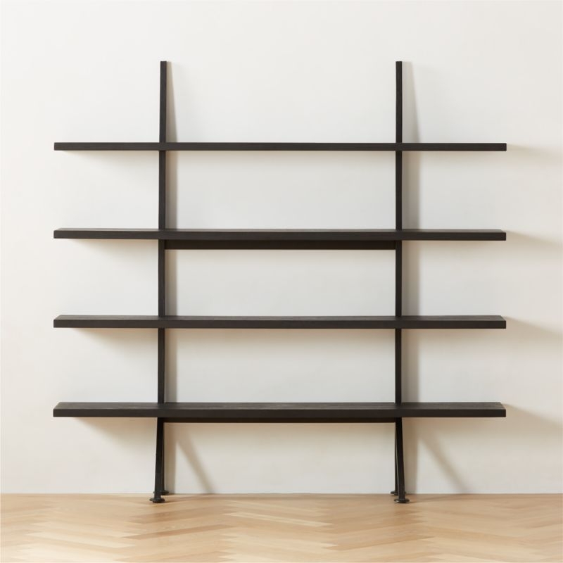 Azzurra Black Metal and Wood Bookshelf - Image 1