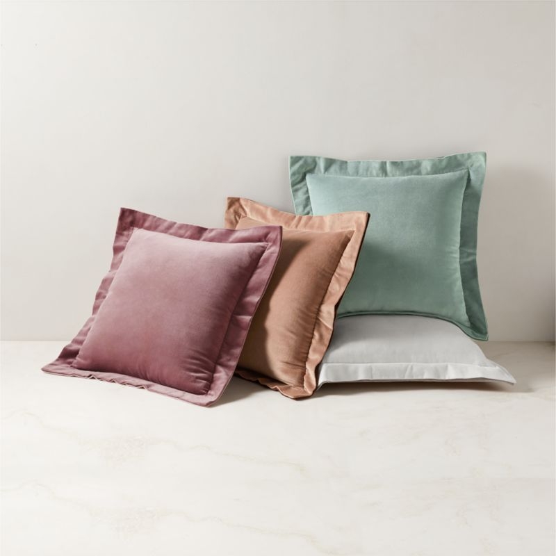 Evie Tawny Brown Velvet Throw Pillow with Feather-Down Insert 20"x20" - Image 1