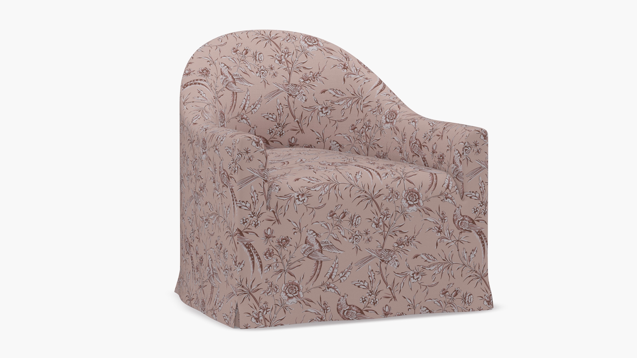 Slipcover Swivel Chair, Blush Aviary - Image 1